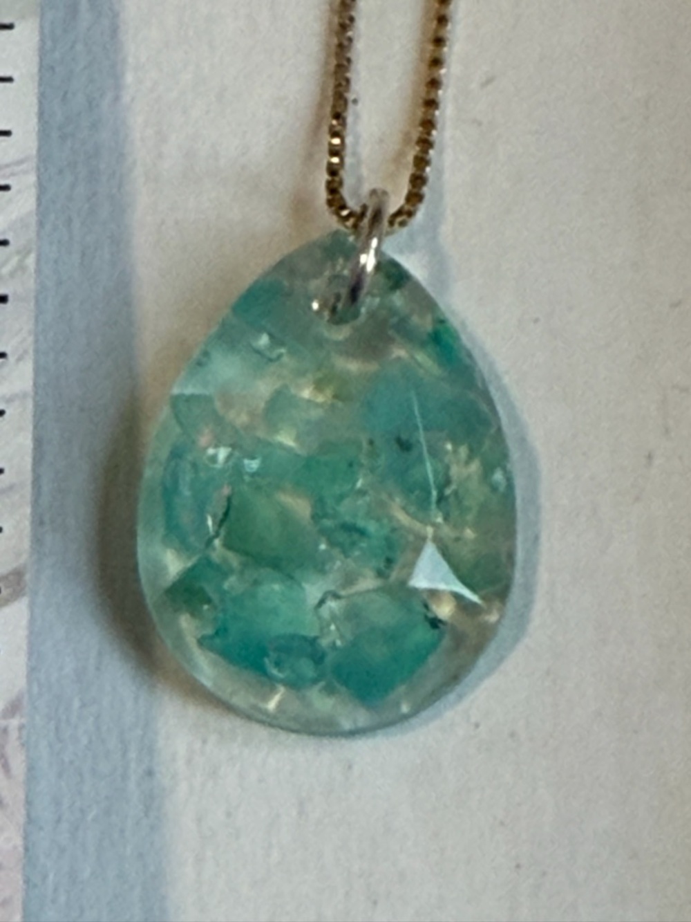 Australian Opal in Resin Teardrop Necklace